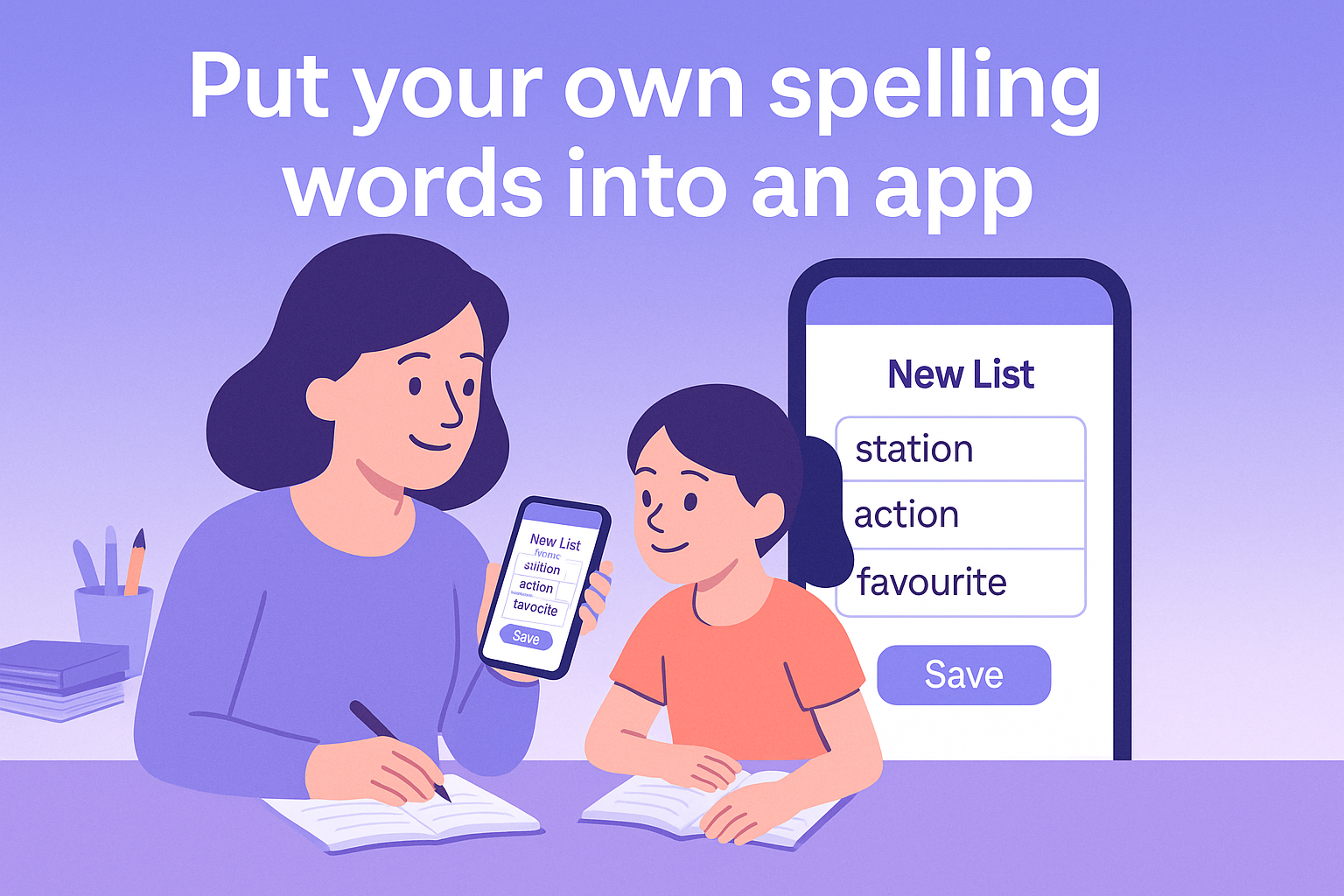 Is there an app to put spelling words in? Yes—here’s how