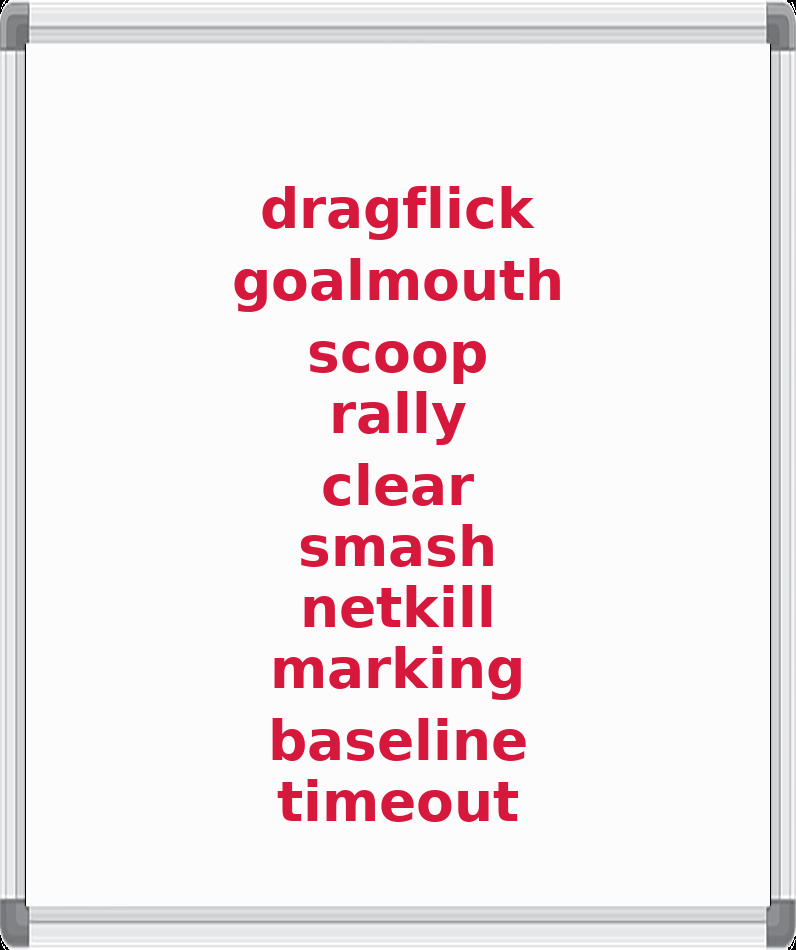 Hockey and badminton spelling board